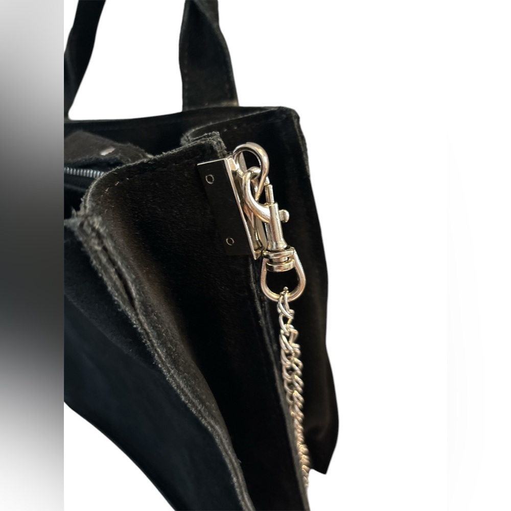 Urban Outfitters Black Cow Suede Leather Handbag/Shoulder Bag EUC - Picture 3 of 8